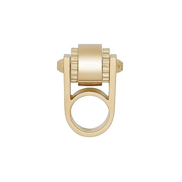 Balenciaga Womens Large Gold Gear Ring Size: 6